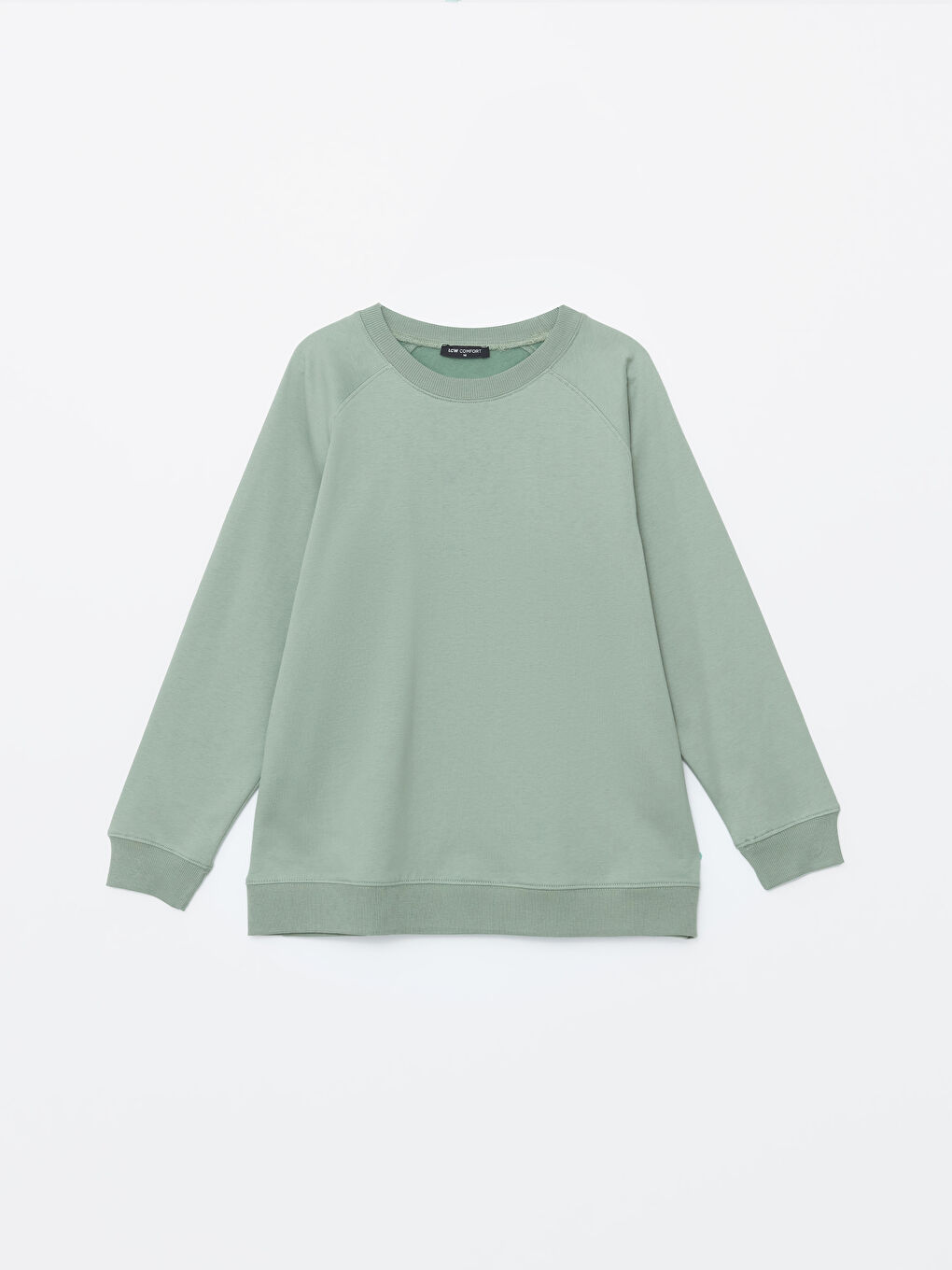 LCW Comfort Mat Yeşil Bisiklet Yaka Oversize Kadın Sweatshirt