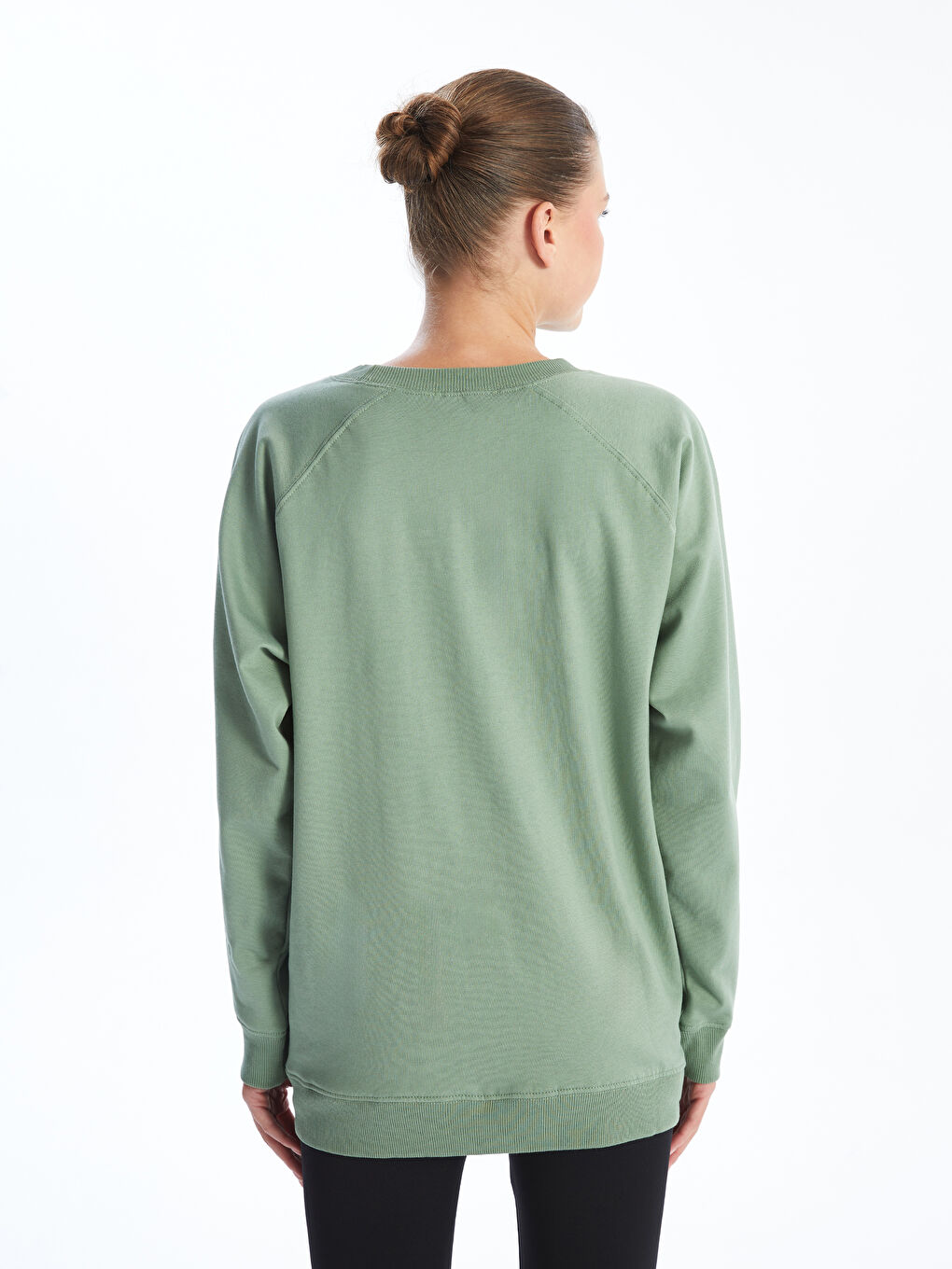 LCW Comfort Yeşil Bisiklet Yaka Oversize Kadın Sweatshirt - 3