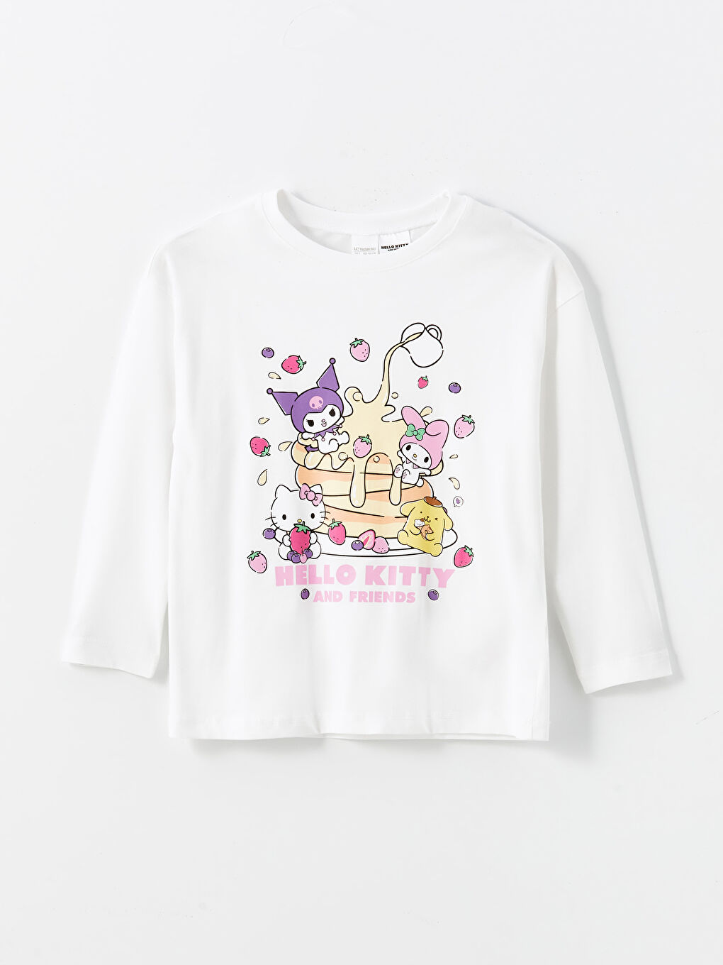 LCW Kids Optik Beyaz Bisiklet Yaka Hello Kitty Baskılı Kız Çocuk Pijama Takımı - 1