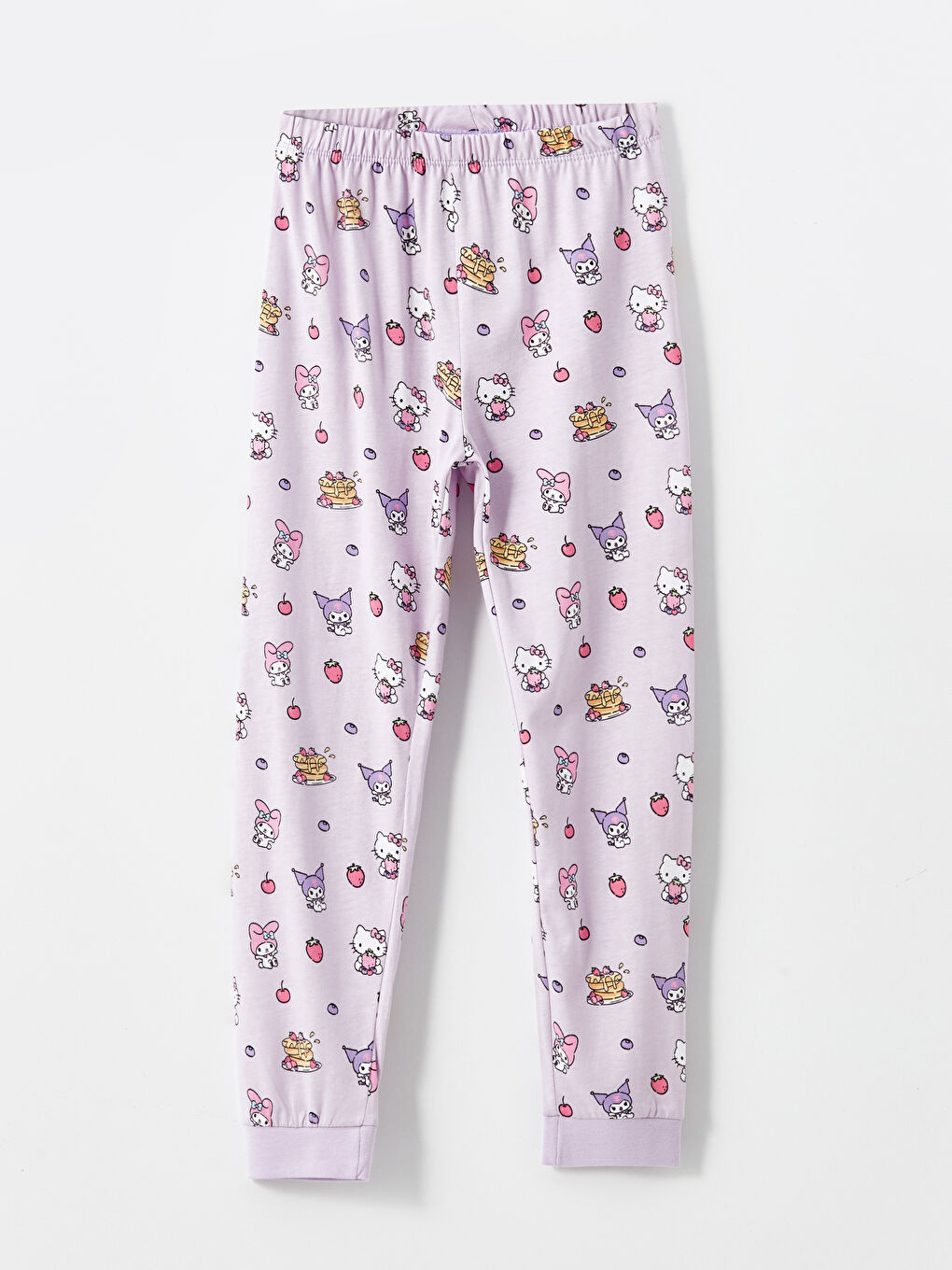 LCW Kids Optik Beyaz Bisiklet Yaka Hello Kitty Baskılı Kız Çocuk Pijama Takımı - 3