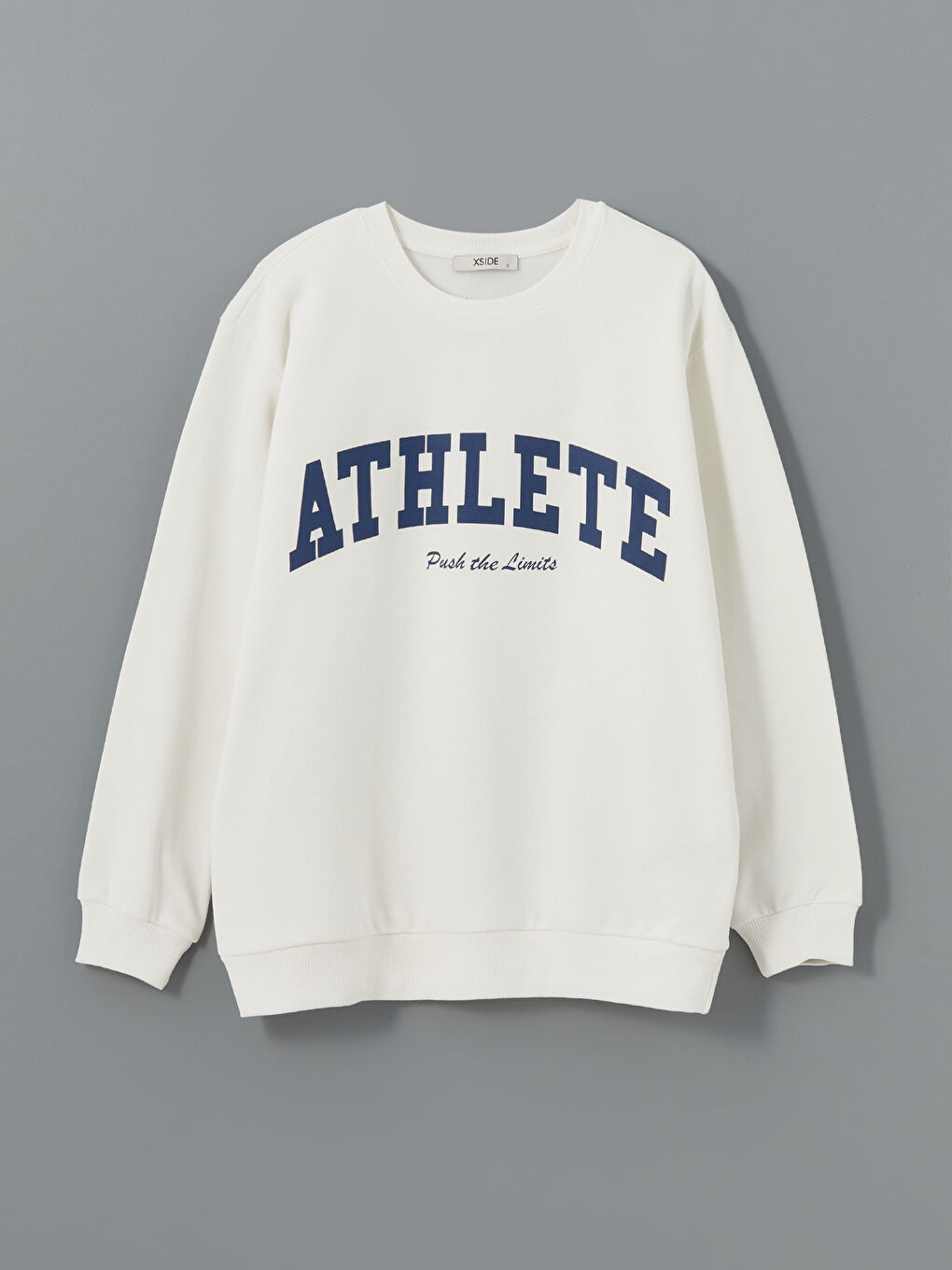 XSIDE ACTIVE Buxe Beyazı Bisiklet Yaka Baskılı Kadın Sweatshirt