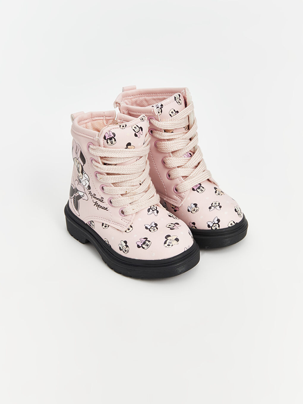 Leather Look Minnie Mouse Printed Baby Girls' Boot
