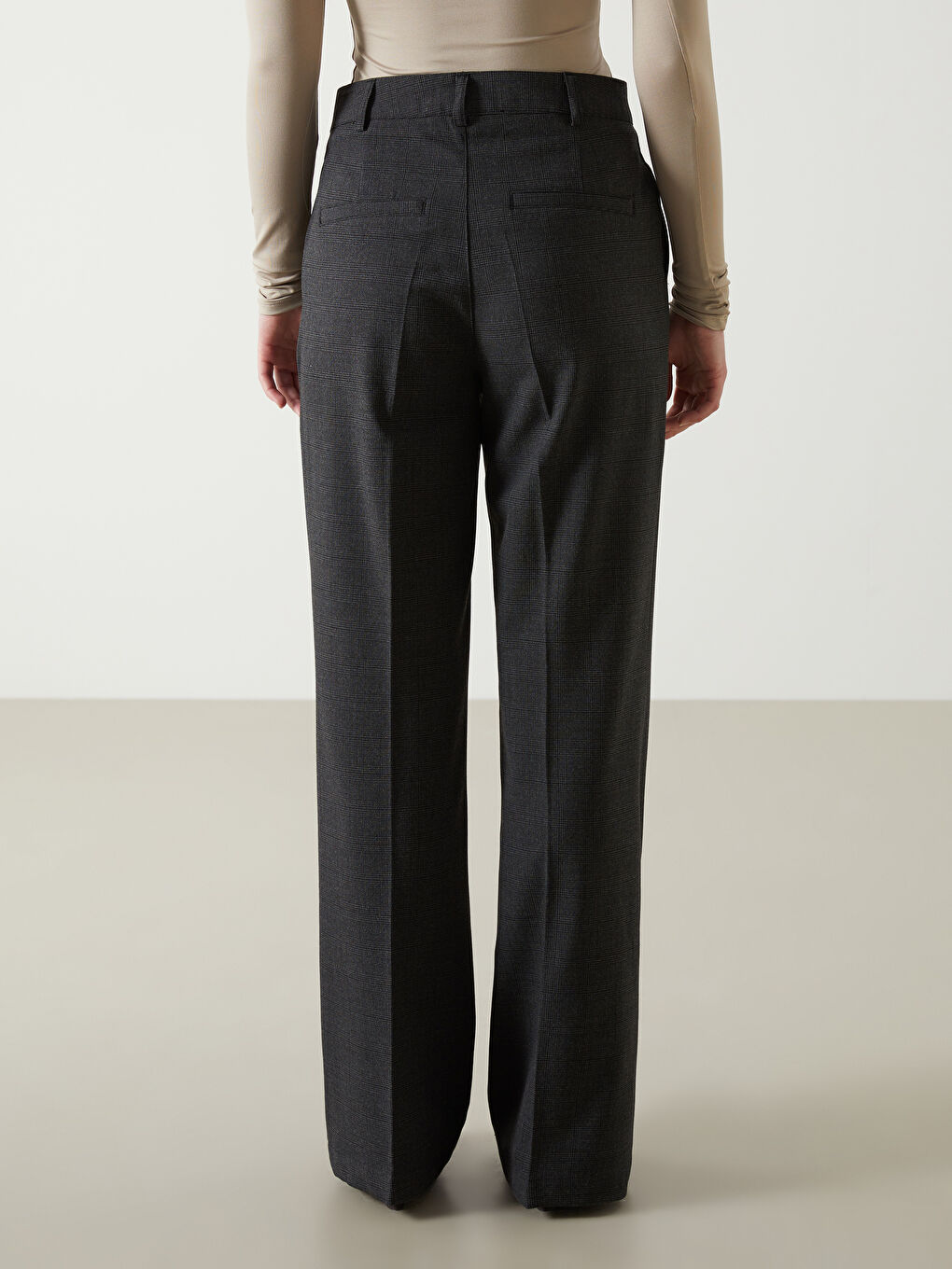 Standard Fit Plaid Women's Trousers-3