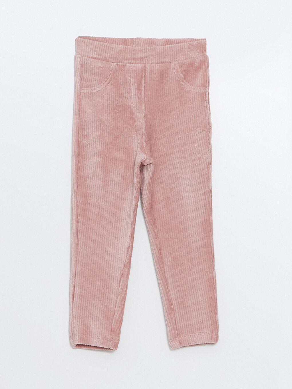 Pembe Beli Lastikli Kadife Kız Çocuk Tayt Pantolon-1