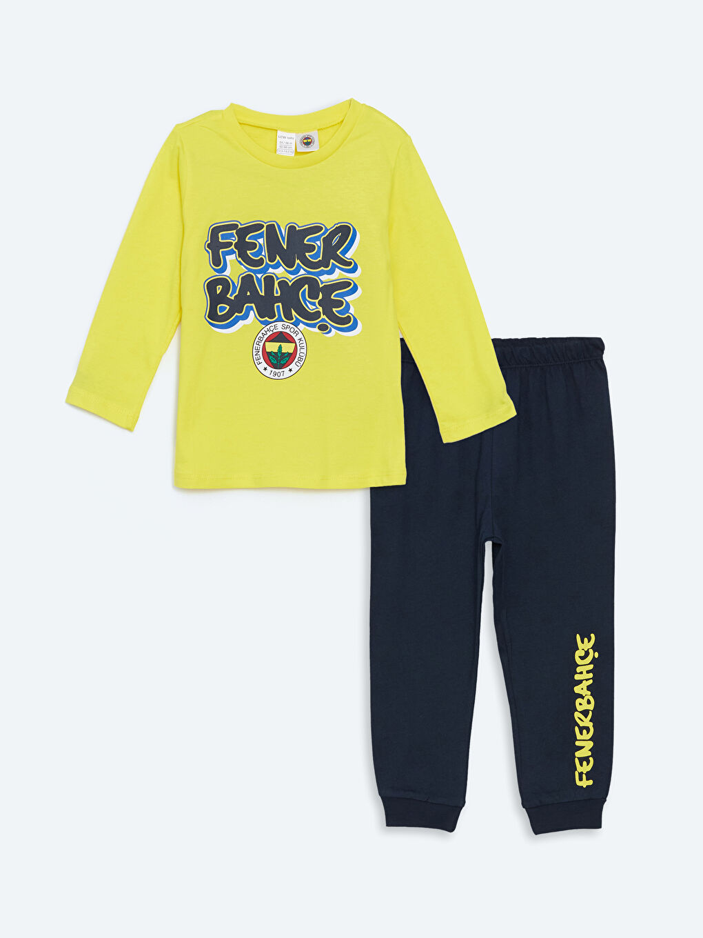 Sarı Fenerbahçe Baskılı Erkek Çocuk Sweatshirt ve Eşofman Alt 2'li