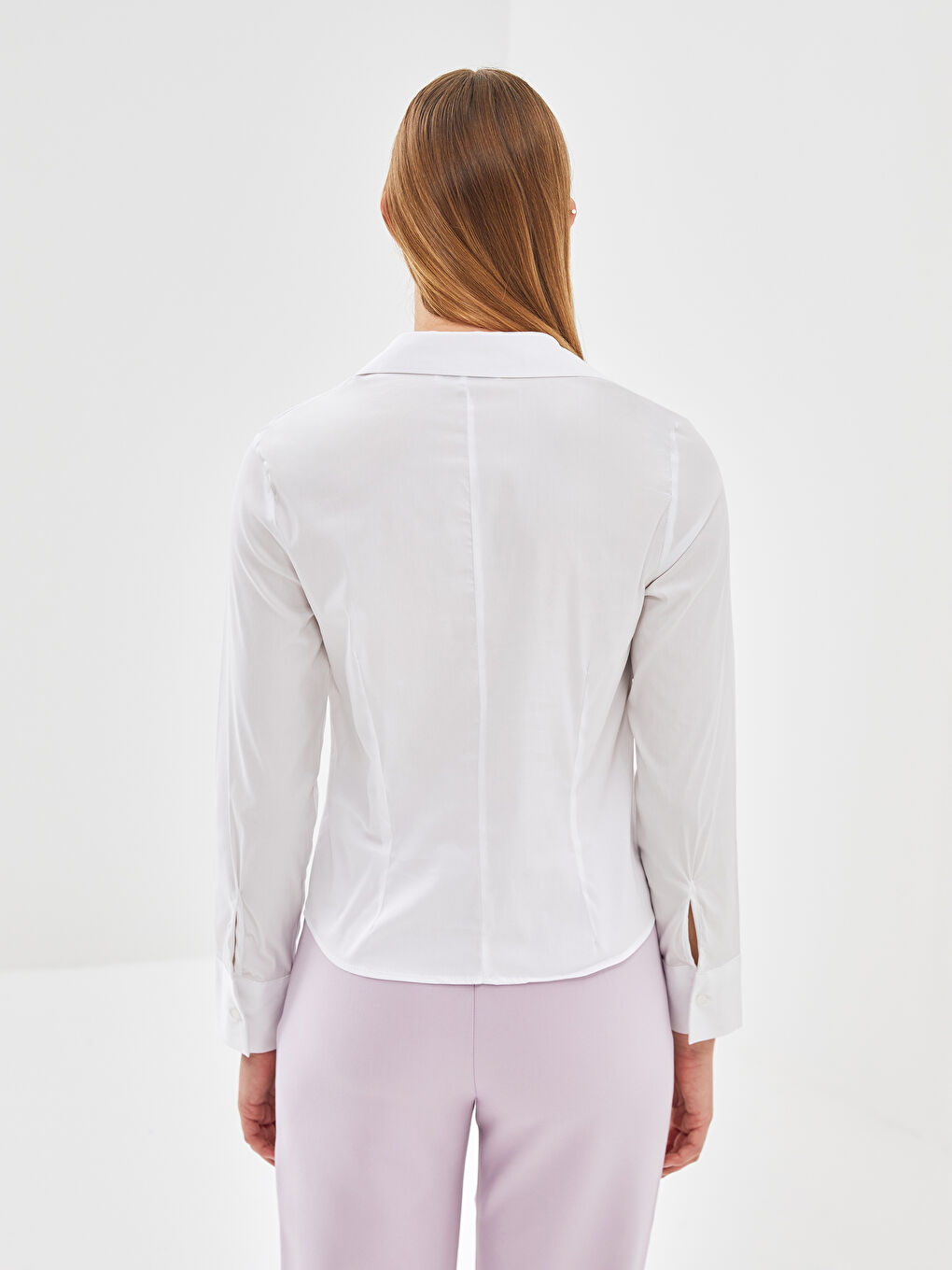 Beyaz Poplin Kadın Gömlek-3