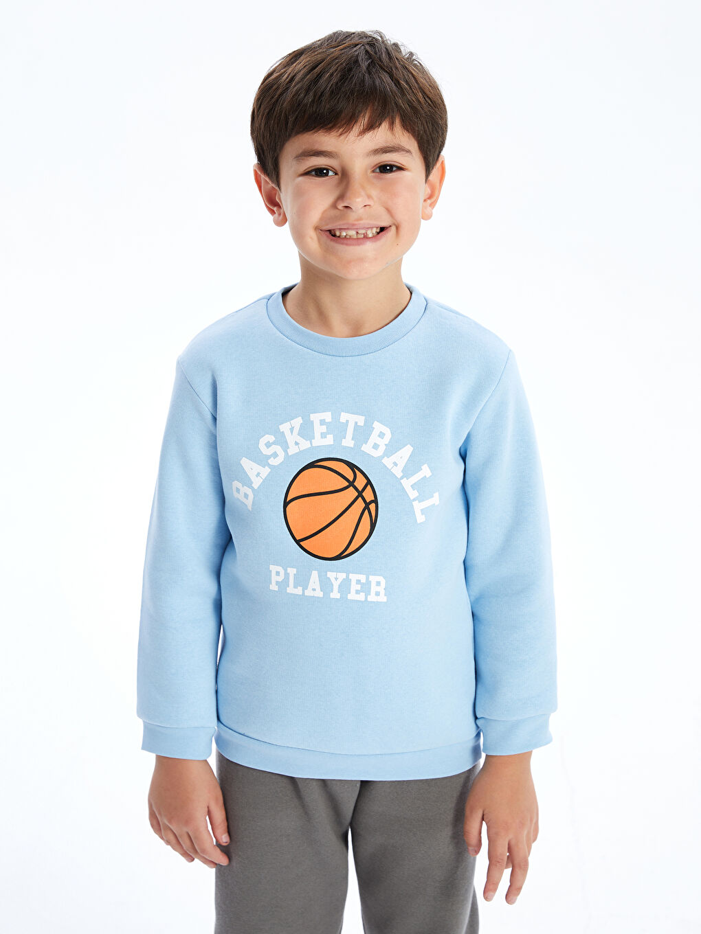 Mavi Bisiklet Yaka Baskılı Erkek Çocuk Sweatshirt ve Eşofman Alt 2'li