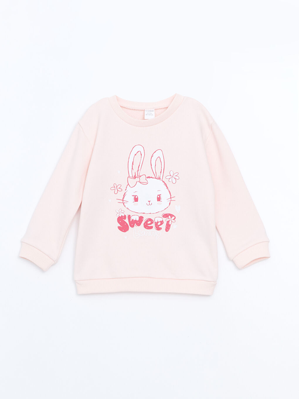 LCW baby Açık Pembe Bisiklet Yaka Uzun Kollu Baskılı Kız Bebek Sweatshirt ve Eşofman 2'li Takım - 1