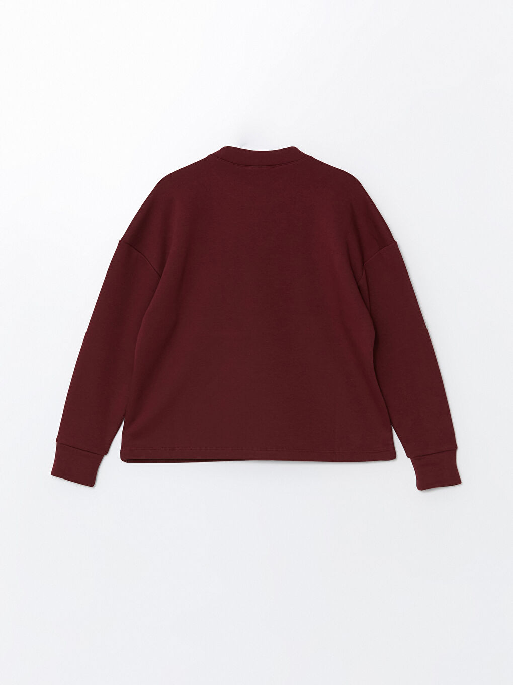 LC WAIKIKI Bordo Bisiklet Yaka Baskılı Oversize Kadın Kalın Sweatshirt - 6