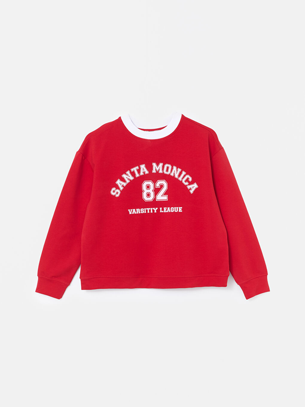 BLAİS Kırmızı Bisiklet Yaka Baskılı Oversize Kadın Sweatshirt - 4