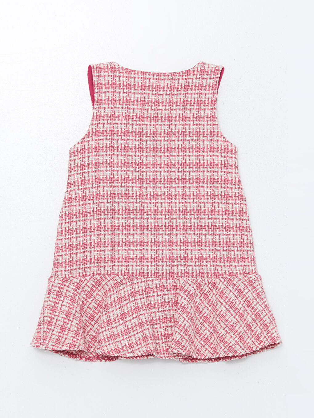 Pembe V Yaka Kız Çocuk Tüvit Elbise-1