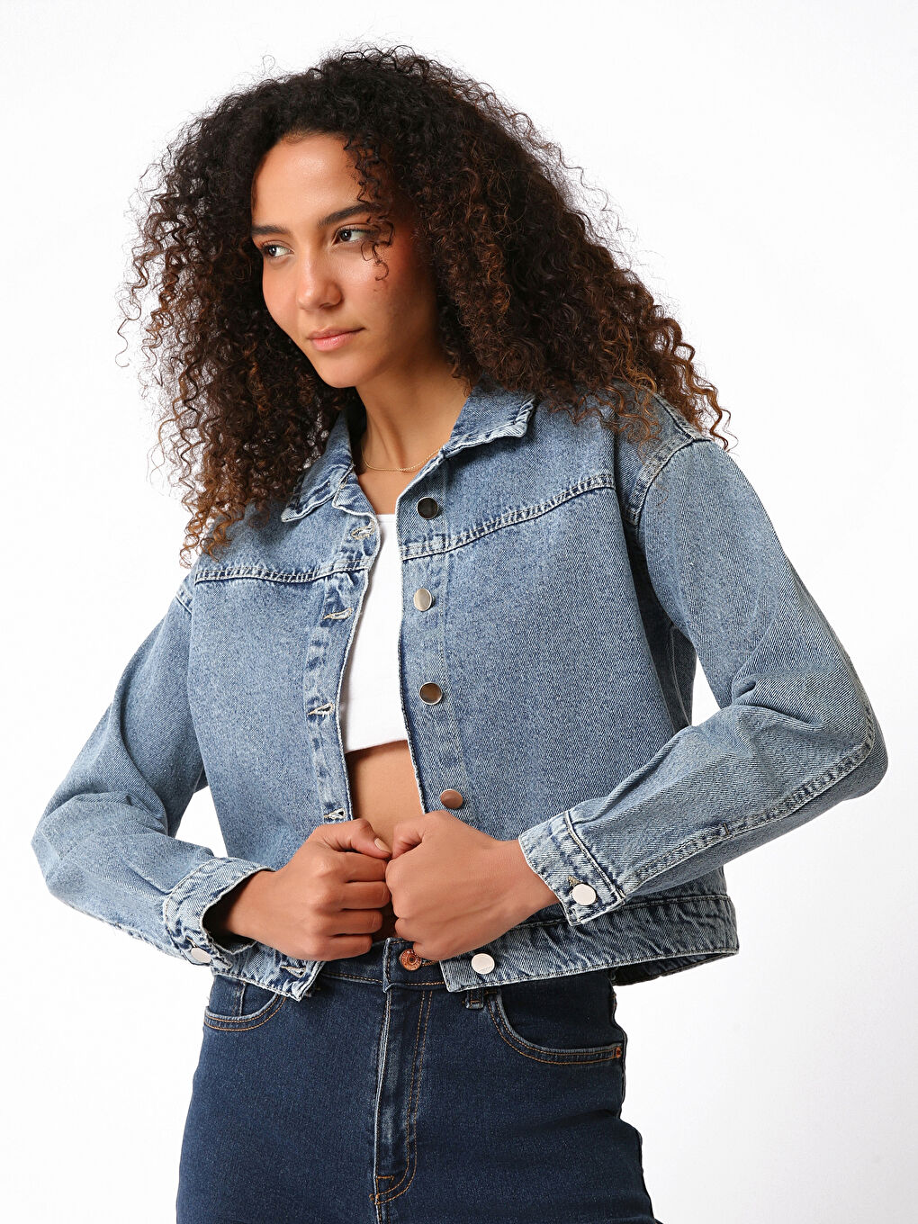 Collared Neck Women's Denim Jacket