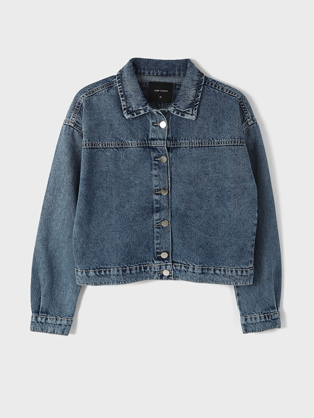 Collared Neck Women's Denim Jacket-5