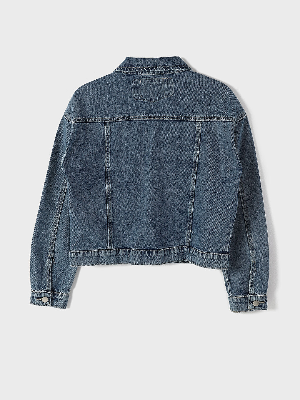 Collared Neck Women's Denim Jacket-6