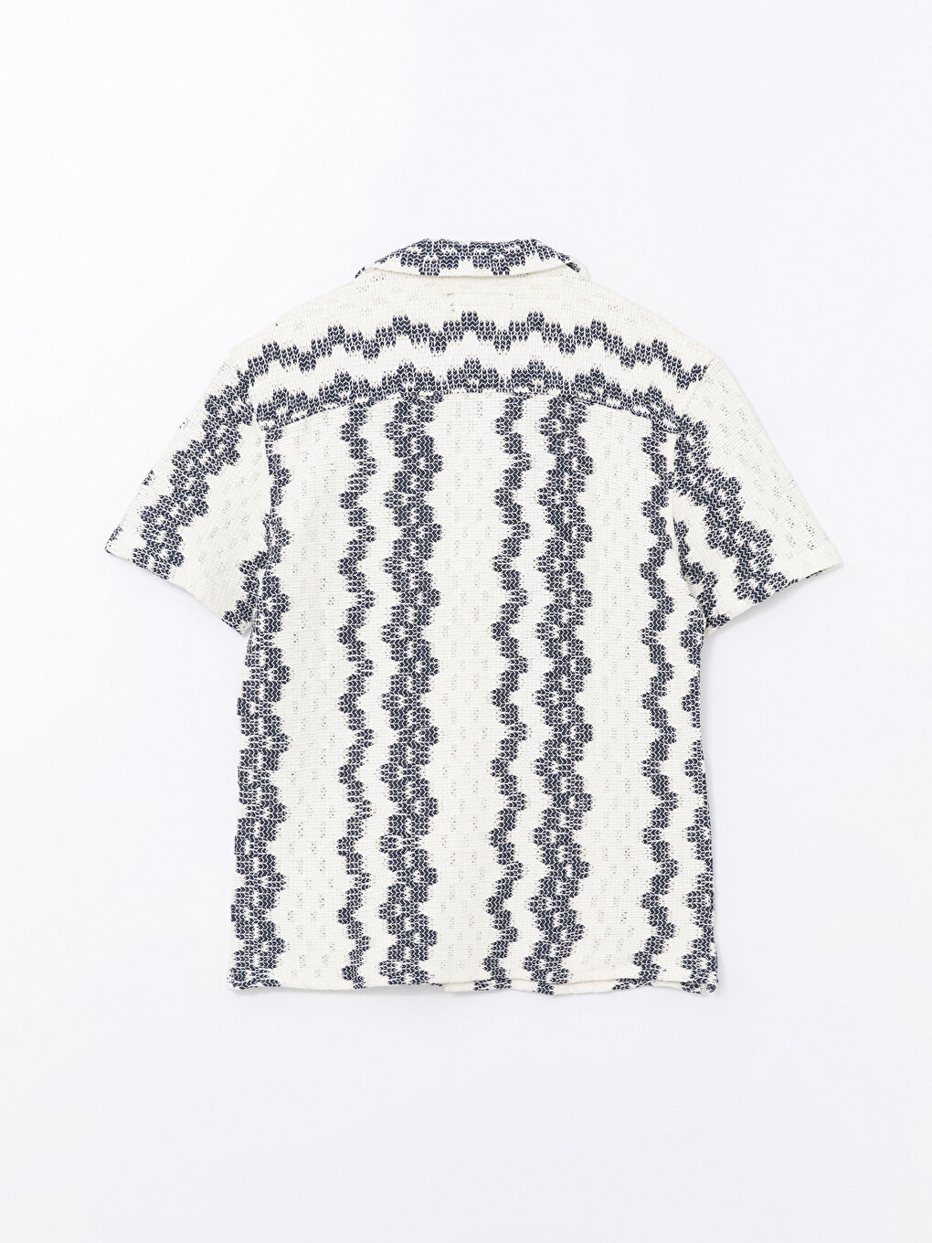 Lacivert Slim Fit Kısa Kollu Desenli Erkek Gömlek-6