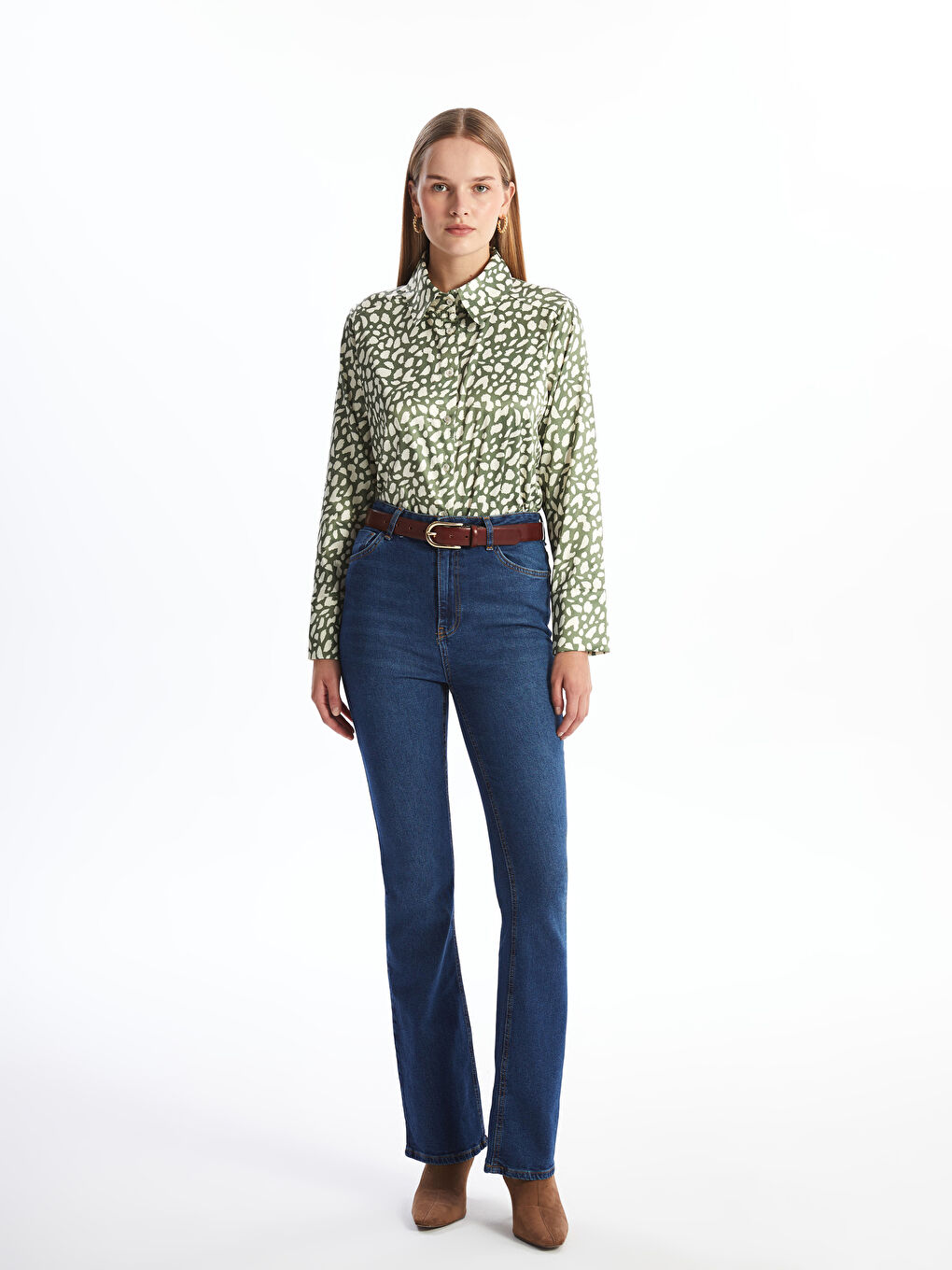 Patterned Satin Women's Shirt-1