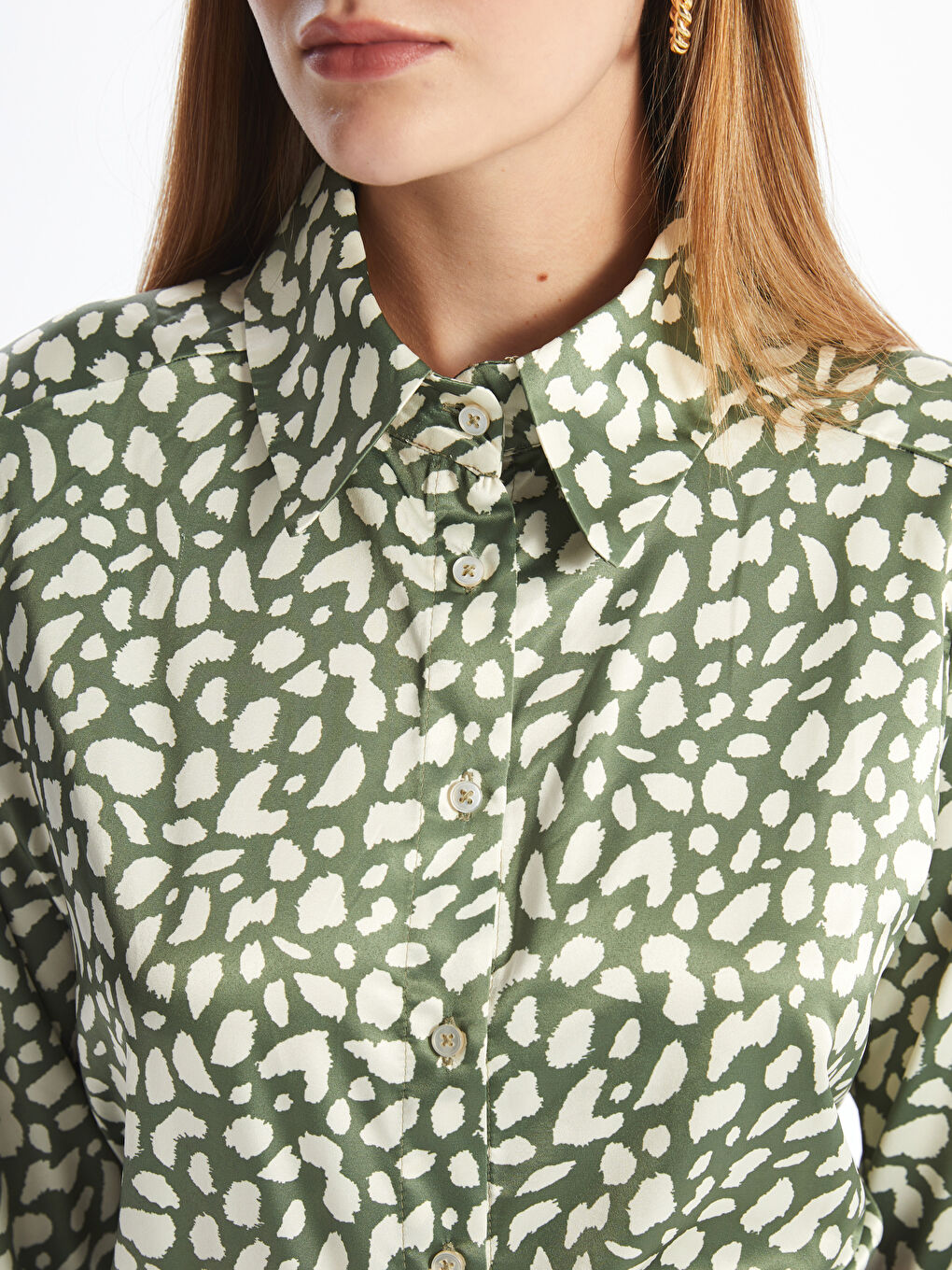 Patterned Satin Women's Shirt-2