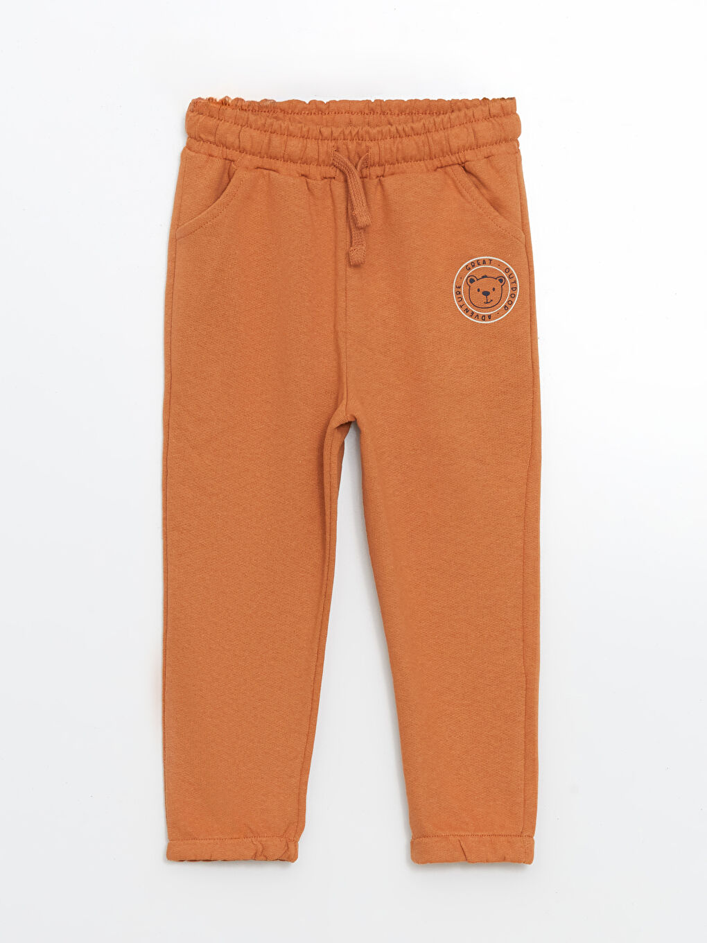 Kahverengi Beli Lastikli Baskılı Erkek Çocuk Eşofman Altı