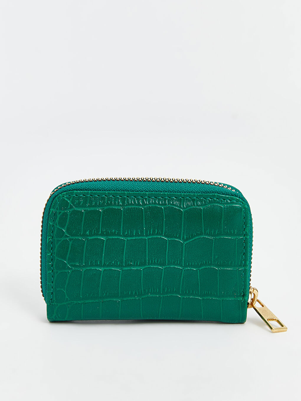 Yeşil Deri Görünümlü Kroko Desenli Kadın Cüzdan