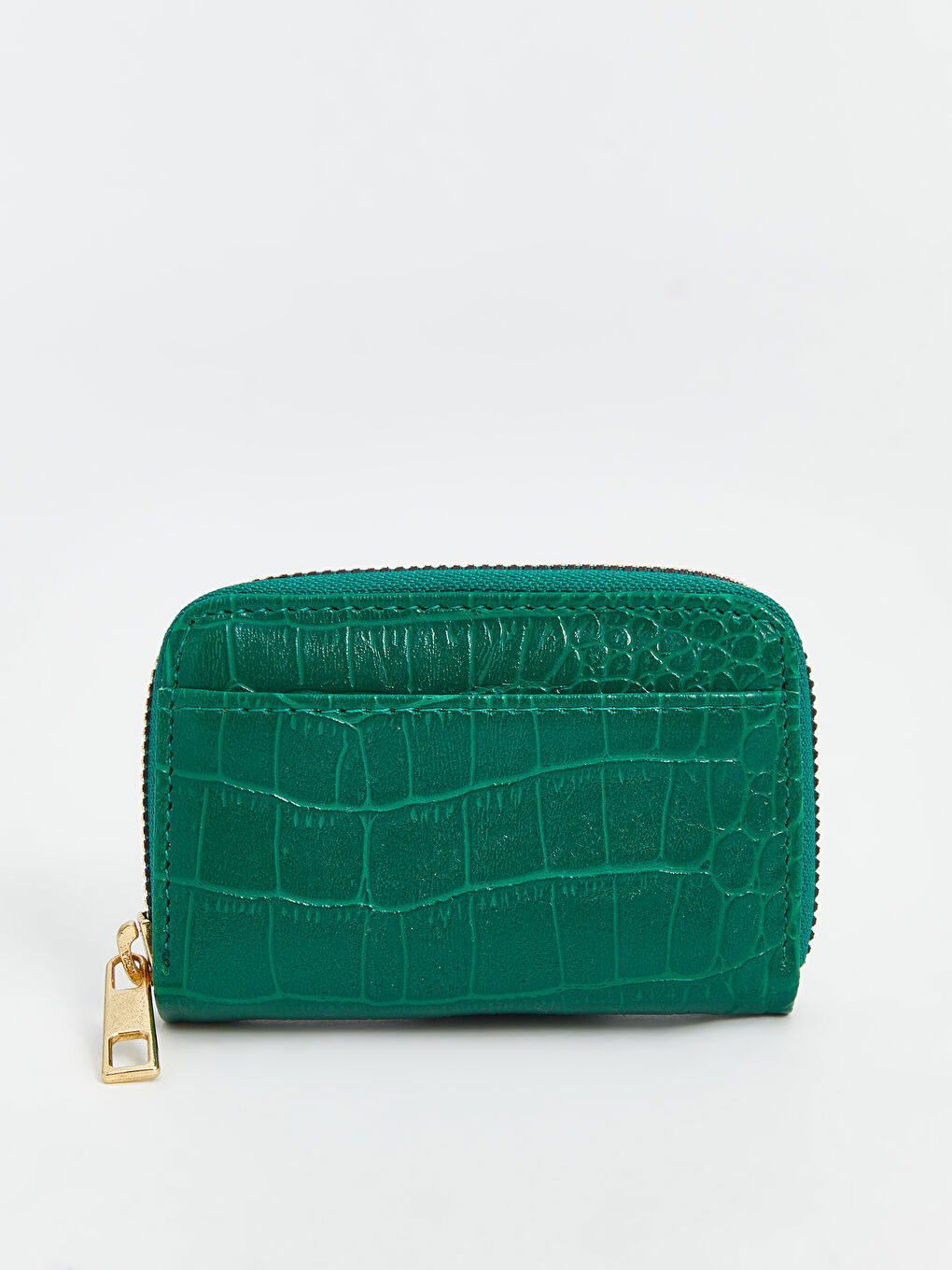 Yeşil Deri Görünümlü Kroko Desenli Kadın Cüzdan-1
