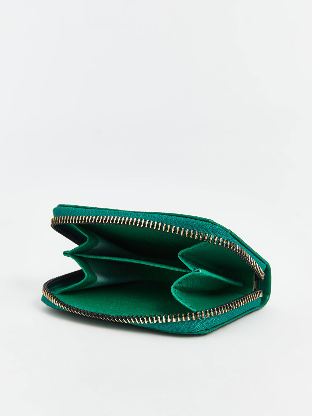 Yeşil Deri Görünümlü Kroko Desenli Kadın Cüzdan-3