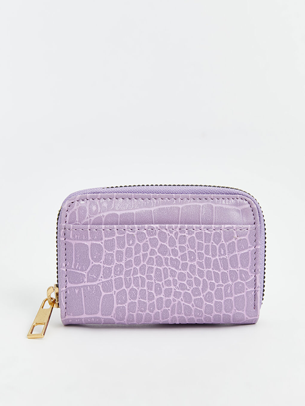 Lila Deri Görünümlü Kroko Desenli Kadın Cüzdan