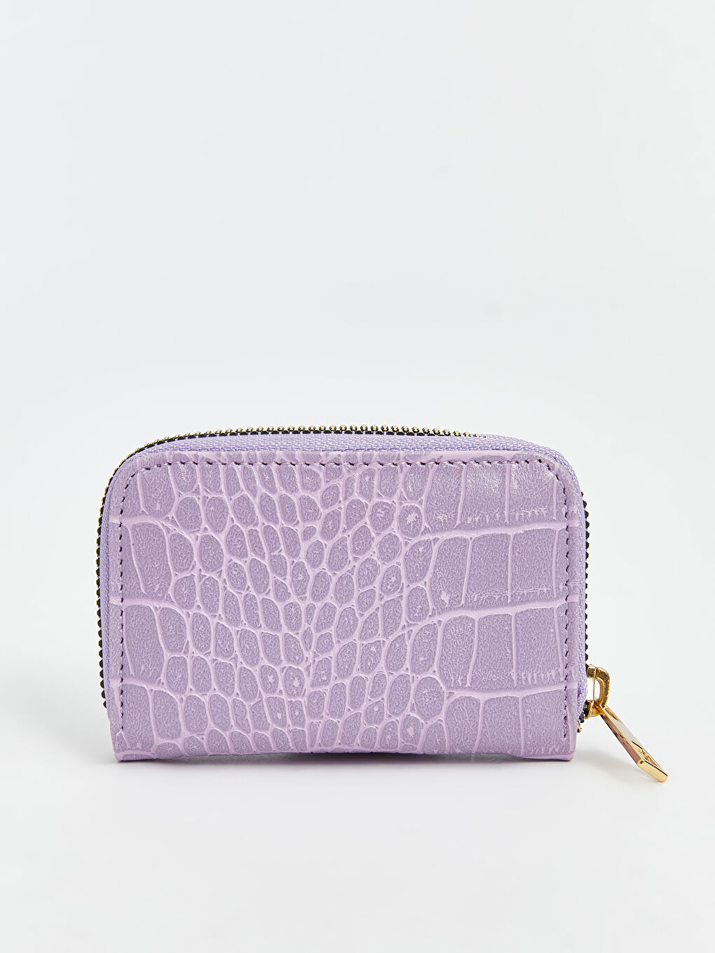 Lila Deri Görünümlü Kroko Desenli Kadın Cüzdan-2