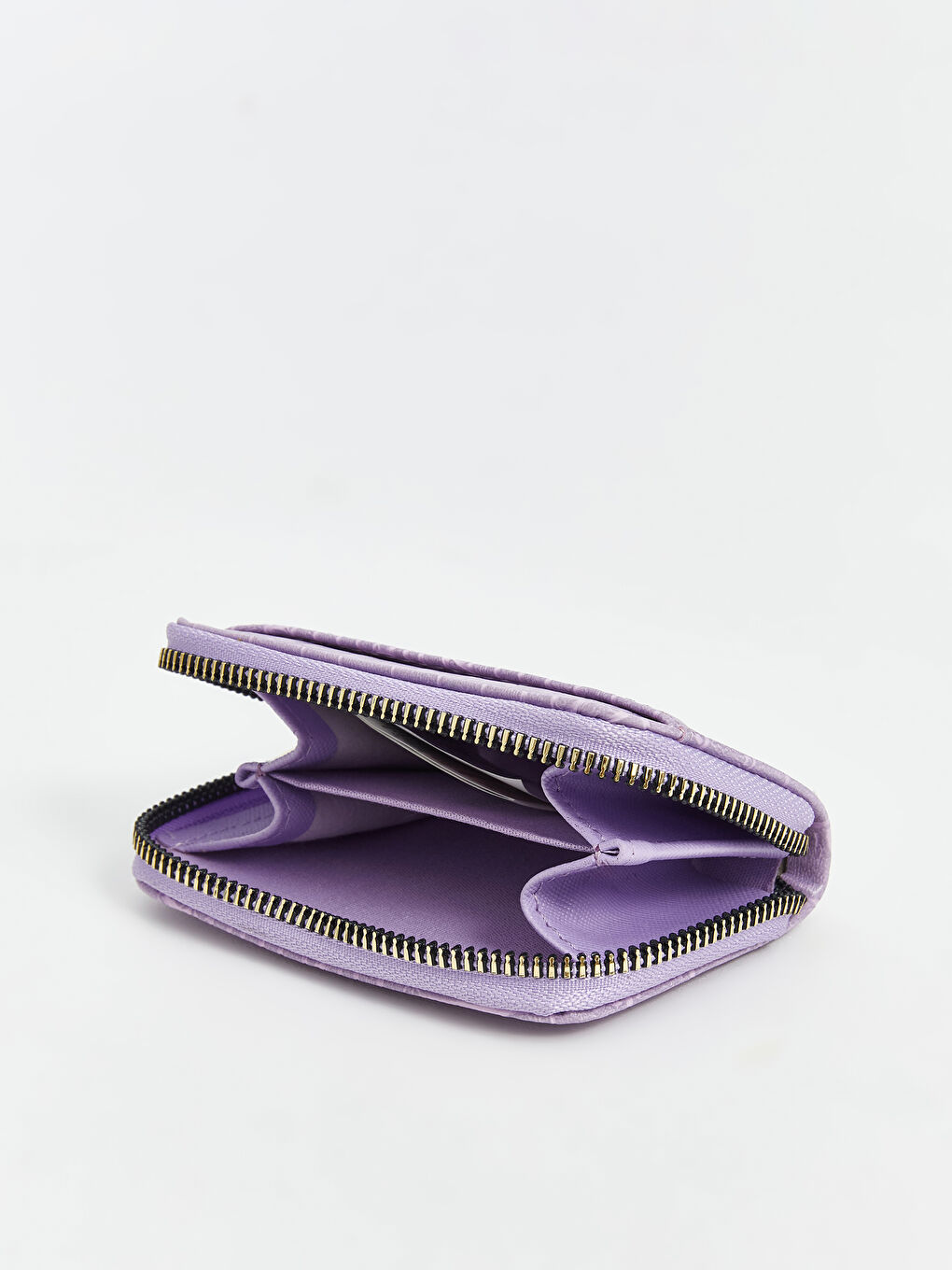 Lila Deri Görünümlü Kroko Desenli Kadın Cüzdan-3