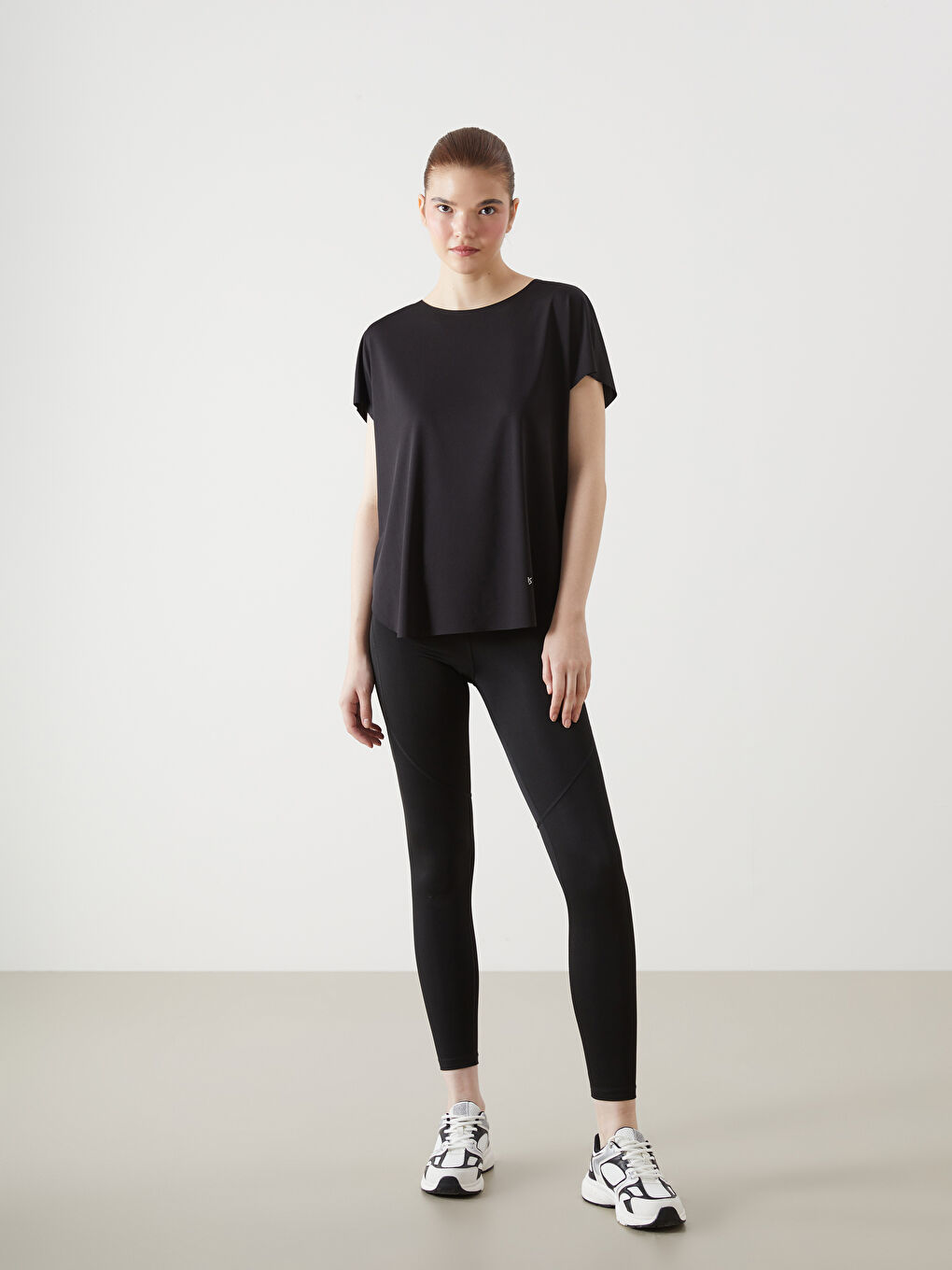 Siyah Beli Lastikli Kadın Spor Tayt