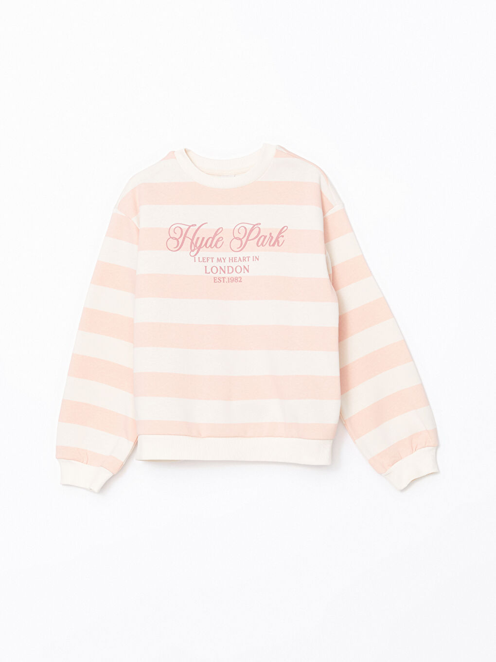 LCW Kids Pembe Bisiklet Yaka Kız Çocuk Sweatshirt