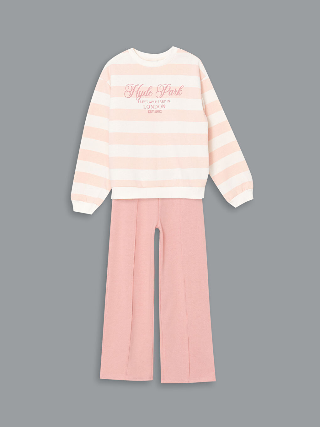 Pembe Bisiklet Yaka Kız Çocuk Kalın Eşofman Takım