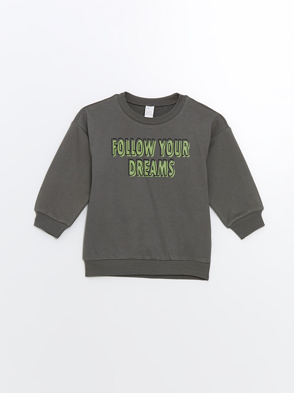 LCW ECO Haki Bisiklet Yaka Baskılı Erkek Bebek Sweatshirt