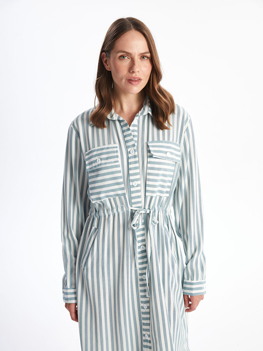 Striped Women's Shirt Dress -W4JV21Z8-LGS