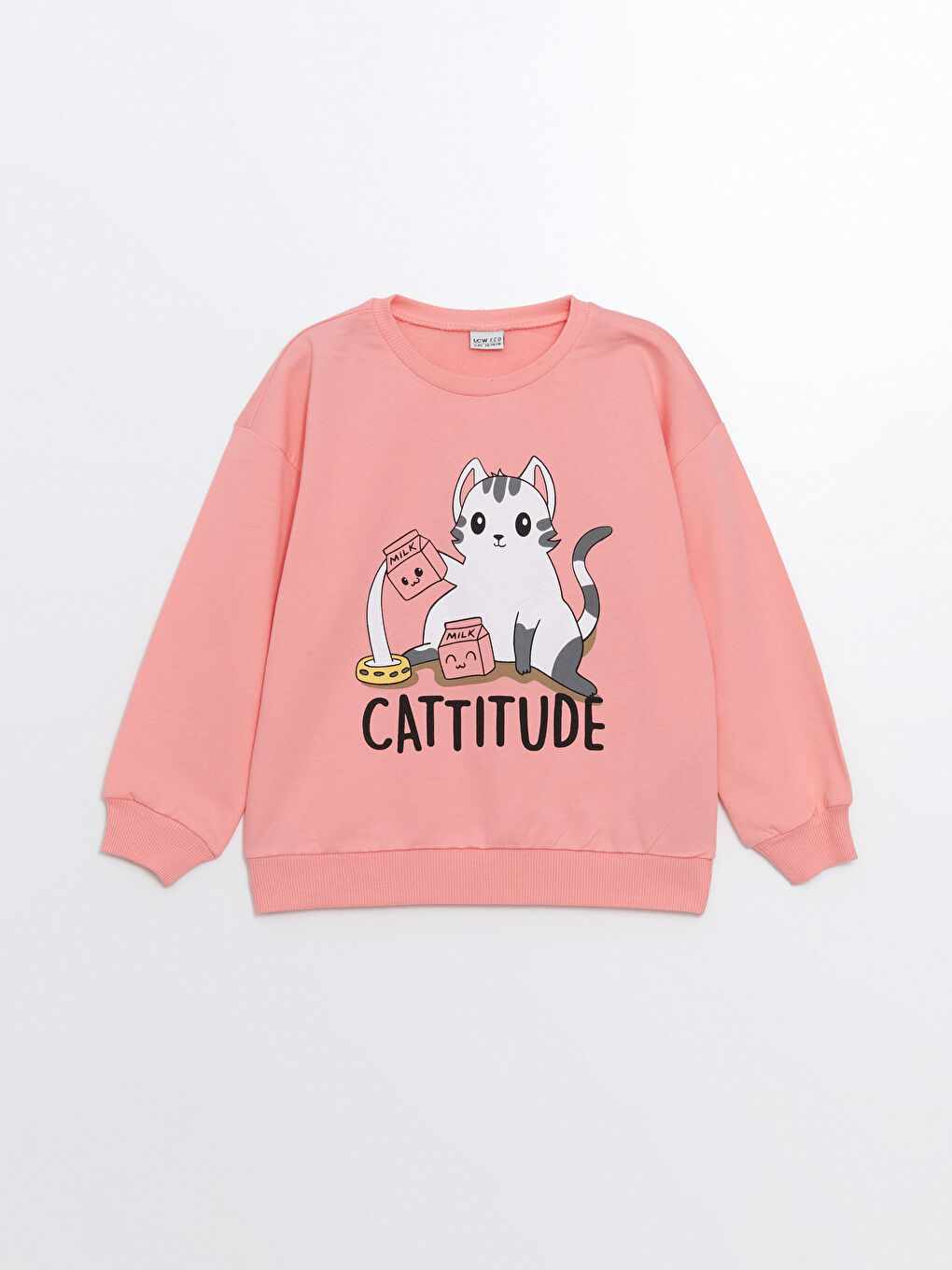 Pembe Bisiklet Yaka Kız Çocuk Pijama Üst