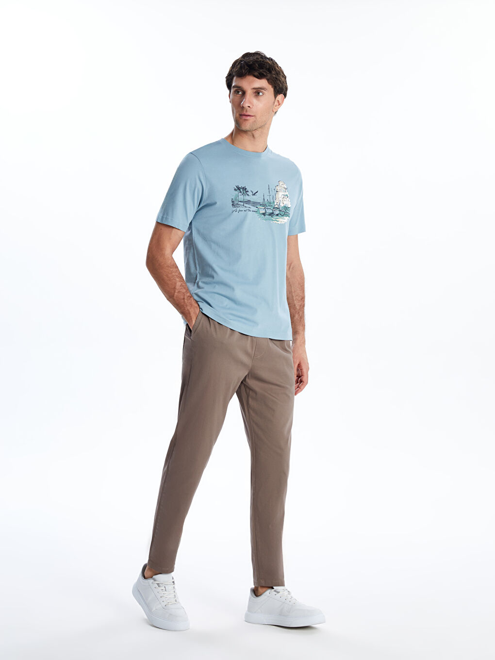 Bej Standart Kalıp Erkek Pantolon