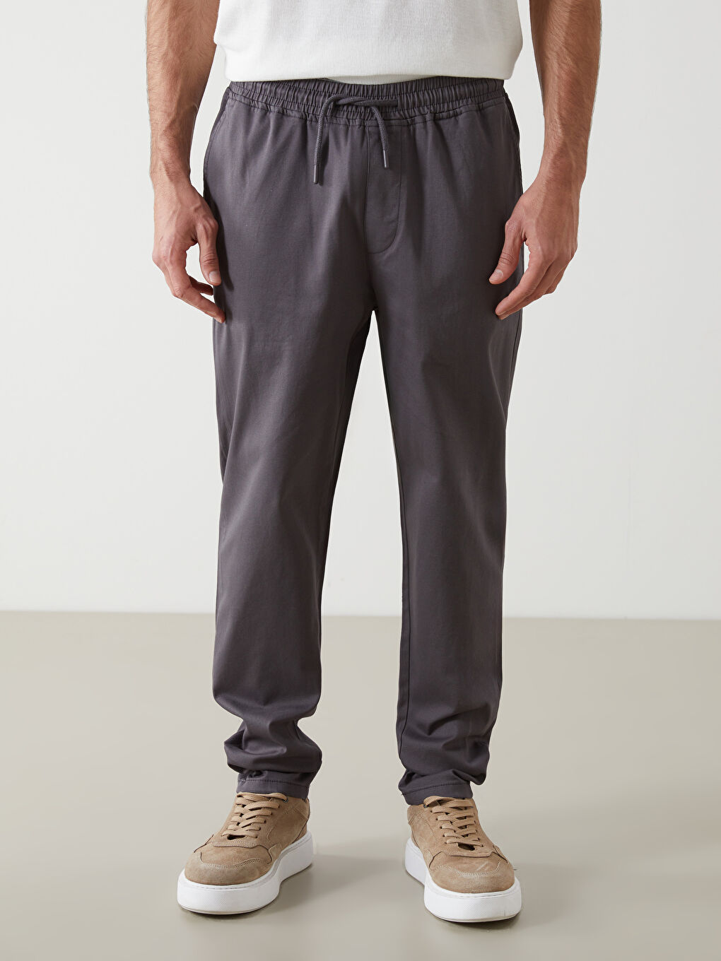 Gri Standart Kalıp Erkek Pantolon-1