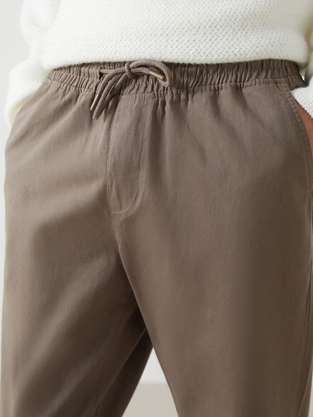 Bej Standart Kalıp Erkek Jogger Pantolon-2