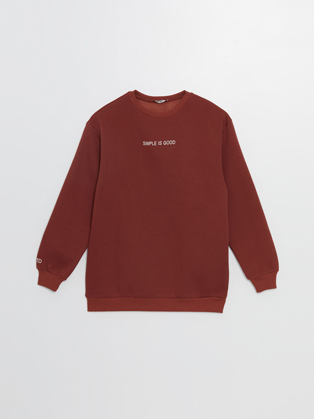 BLAİS Kiremit Bisiklet Yaka Baskılı Oversize Kadın Kalın Sweatshirt - 4