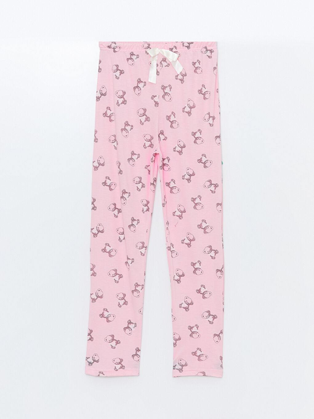 Path-y Pembe Beli Lastikli Desenli Kadın Pijama Alt