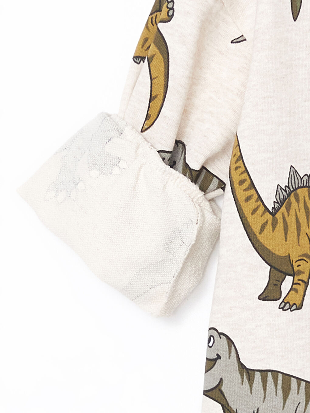 Beyaz Dinozor Baskılı Erkek Çocuk Sweatshirt-1