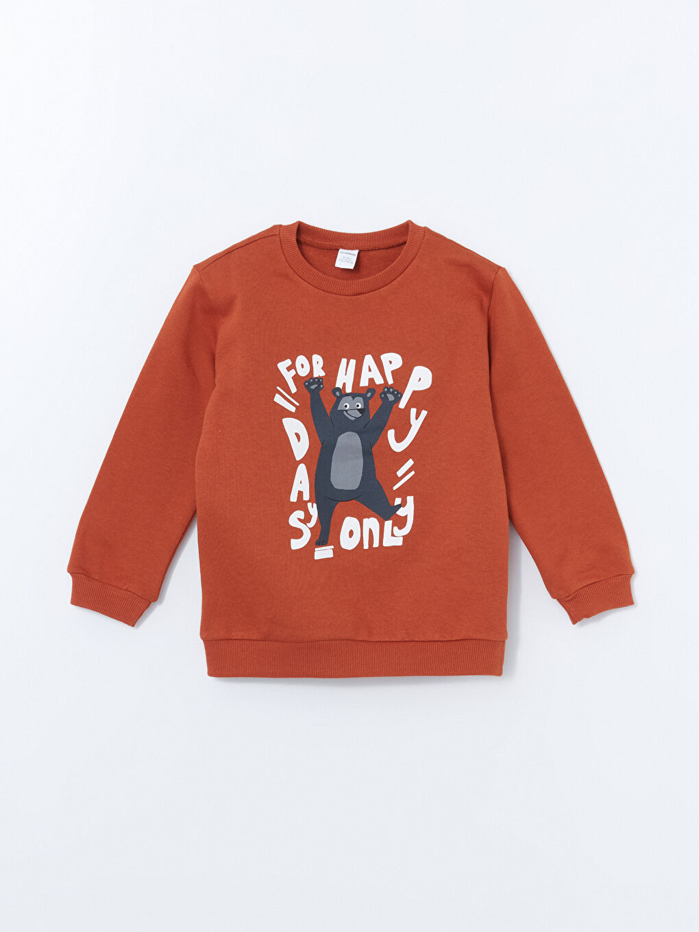 LCW Kids Turuncu Bisiklet Yaka Baskılı Erkek Çocuk Sweatshirt