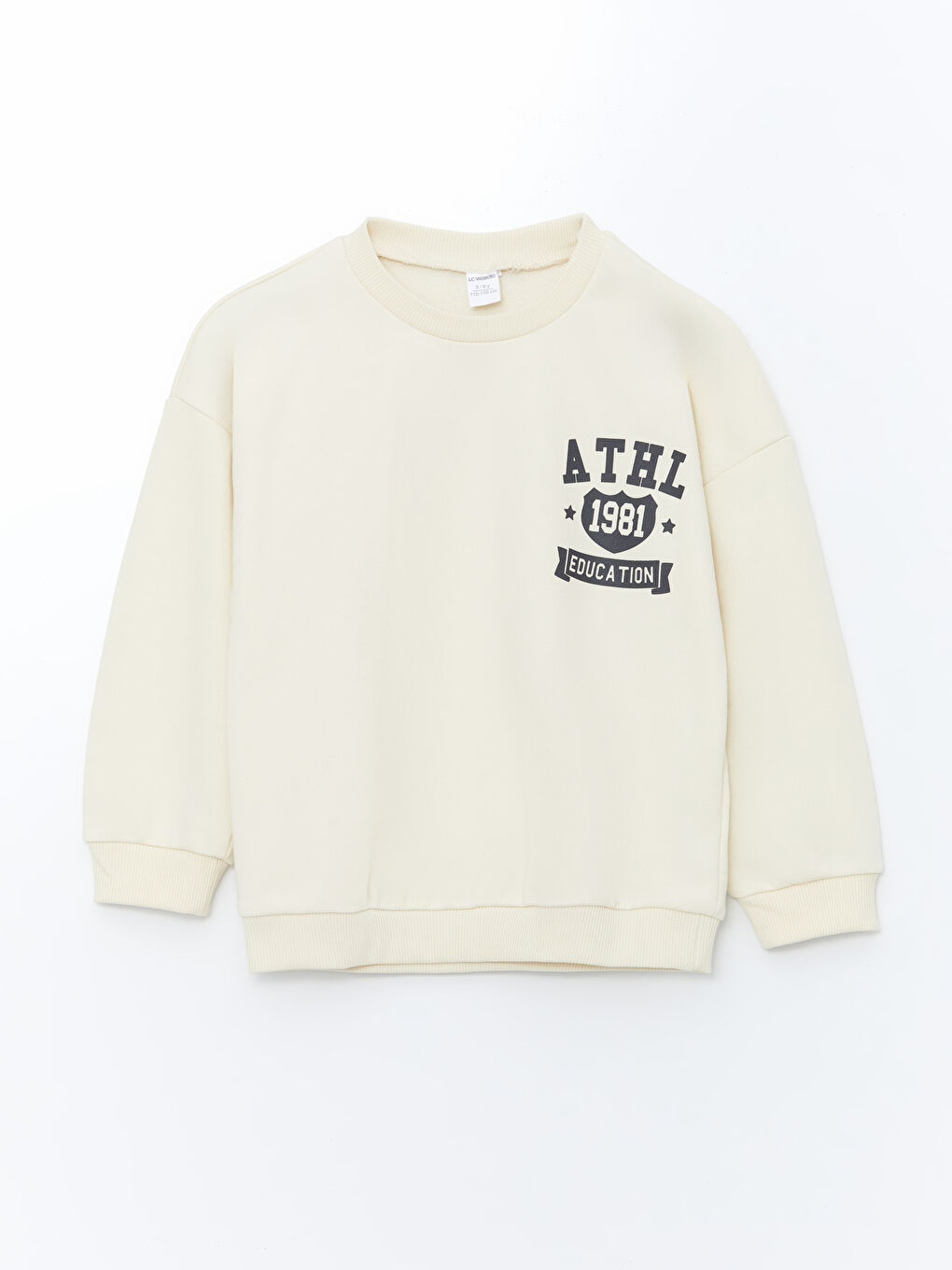 LCW Kids Açık Bej Bisiklet Yaka Uzun Kollu Baskılı Erkek Bebek Sweatshirt ve Eşofman Alt 2'li Takım - 1