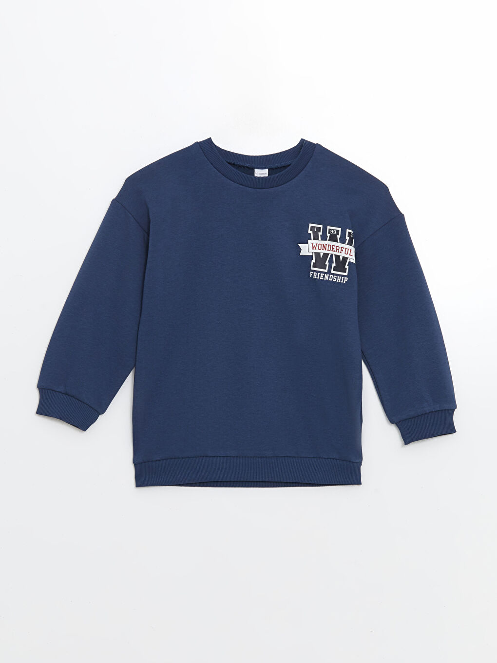 LCW Kids İndigo Bisiklet Yaka Uzun Kollu Baskılı Erkek Bebek Sweatshirt ve Eşofman Alt 2'li Takım - 1