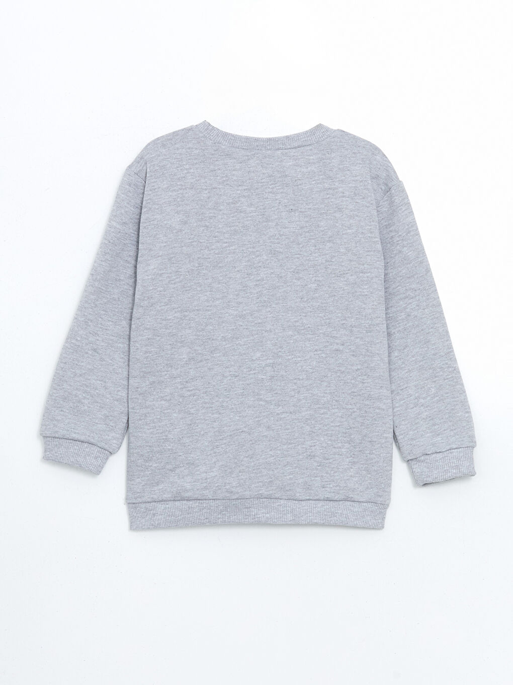 Gri Bisiklet Yaka Baskılı Erkek Çocuk Kalın Sweatshirt-1