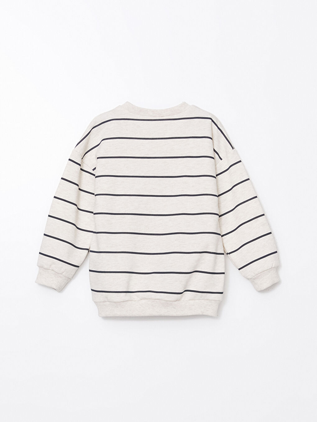 Beyaz Bisiklet Yaka Çizgili Erkek Çocuk Sweatshirt-1