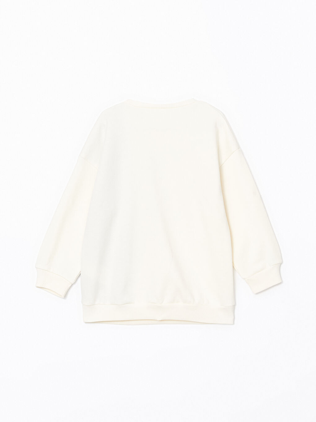 Bej Bisiklet Yaka Baskılı Kalın Erkek Çocuk Sweatshirt-1