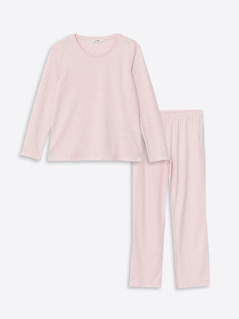 LC WAIKIKI Pembe Melanj Bisiklet Yaka Kadın Pijama Takımı - 4