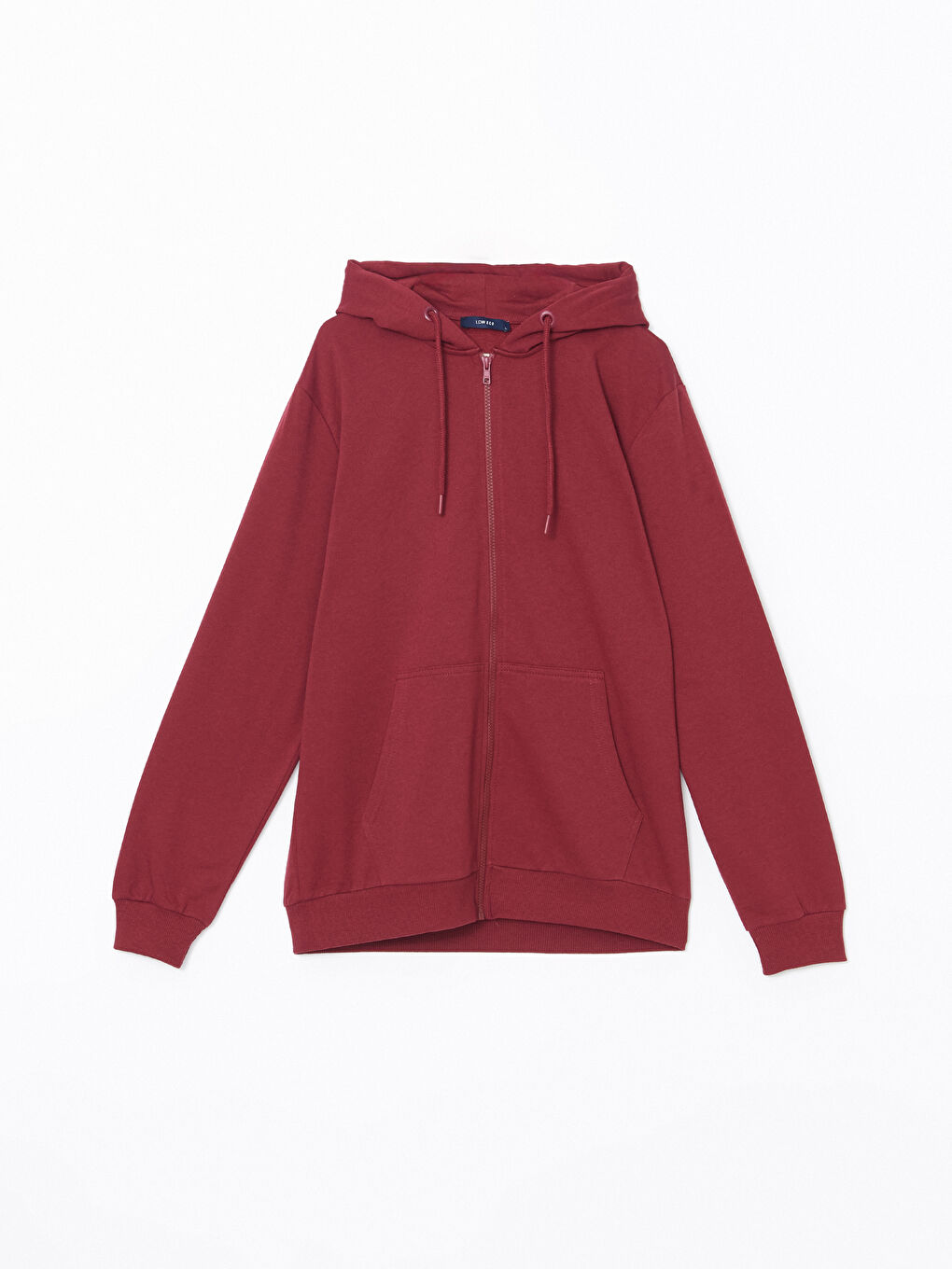 LCW ECO Bordo Kapüşonlu Uzun Kollu Erkek Fermuarlı Sweatshirt