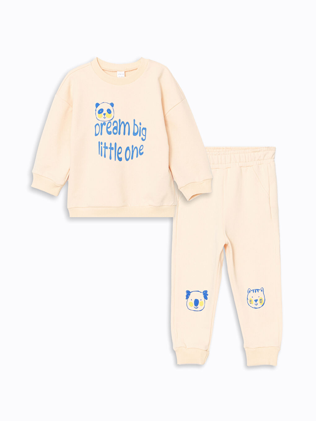 Bej Bisiklet Yaka Erkek Bebek Eşofman Takımı