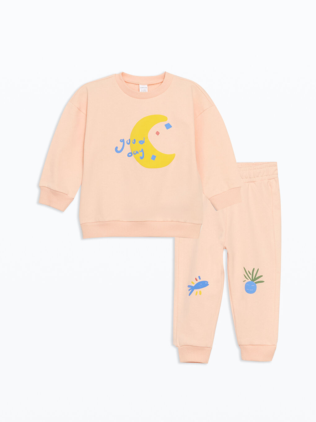 LCW ECO Pembe Bisiklet Yaka Erkek Çocuk Sweatshirt ve Eşofman Alt 2'li